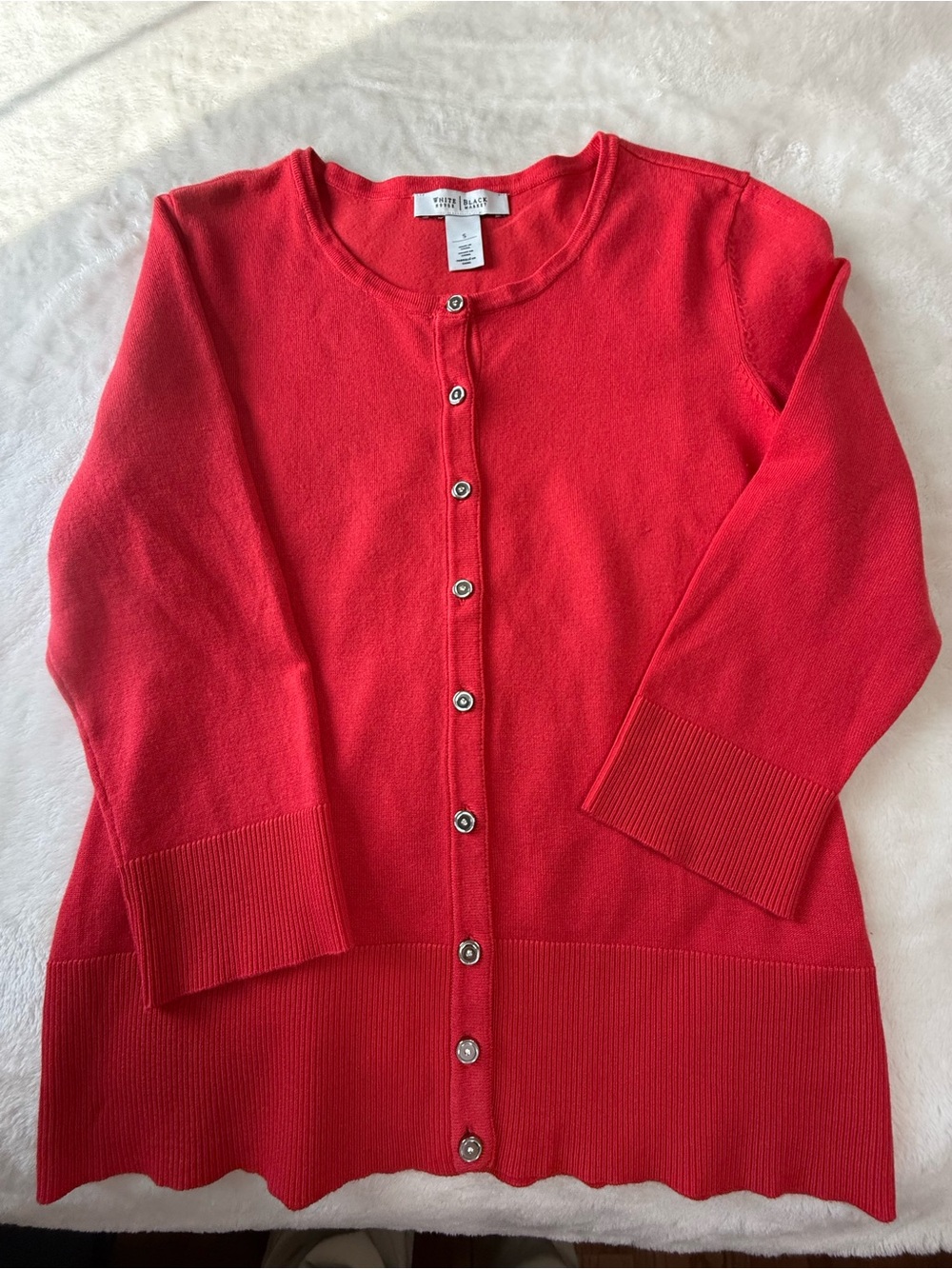 White House Black Market Coral Button-Front Cardigan - Three-quarter Sleeves